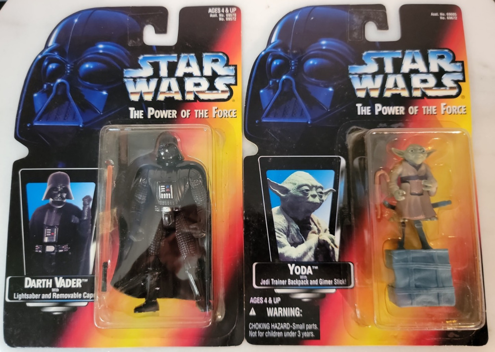 Kenner Star Wars Yoda & Darth Vader Red Card 1995 with gimmer stick & lightsaber